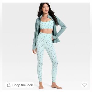 Women’s High-Waist Floral Leggings & Sports Bra Set - Mint